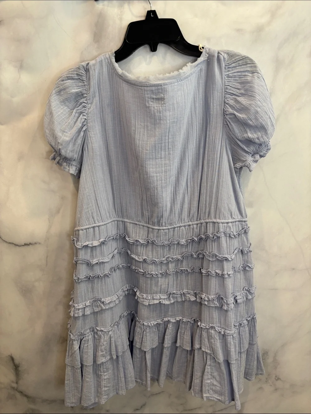 Free People Light Blue Ruffle Tie-Front Dress - Picture 4 of 4